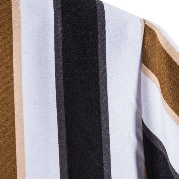 Casual Button Down Men's Summer Striped Print Shirt - Picture 9 of 10